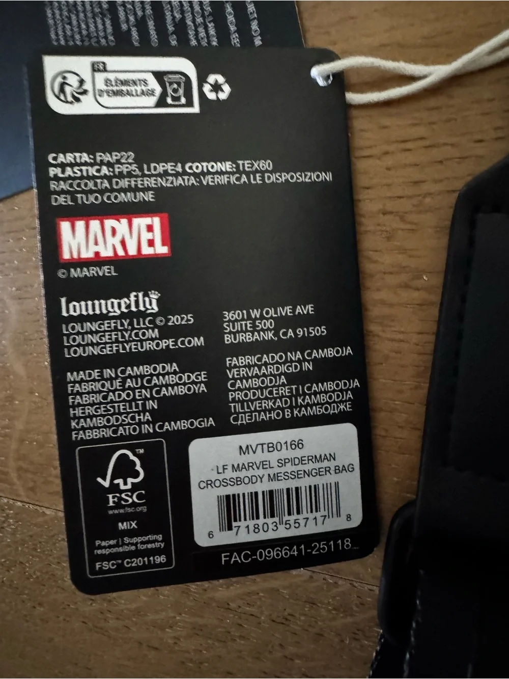 Marvel Black Messenger Bag Loungelfy with White Spider Emblem